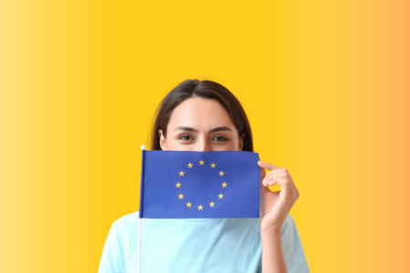 Mädchen mit EU-Flagge
