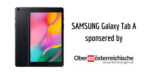 Tablet Samsung Galaxy Tab A mit OÖ Versicherung Logo