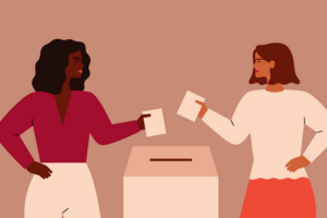 Grafik: Zwei Frauen, die wählen