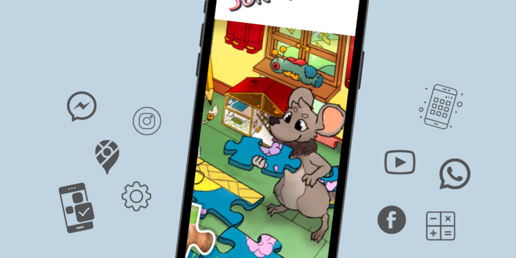 Smartphone mit geöffneter App: Ravensburger Puzzle Junior
