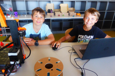 Kinder im 3D Druck Workshop, DigiCamp 2021